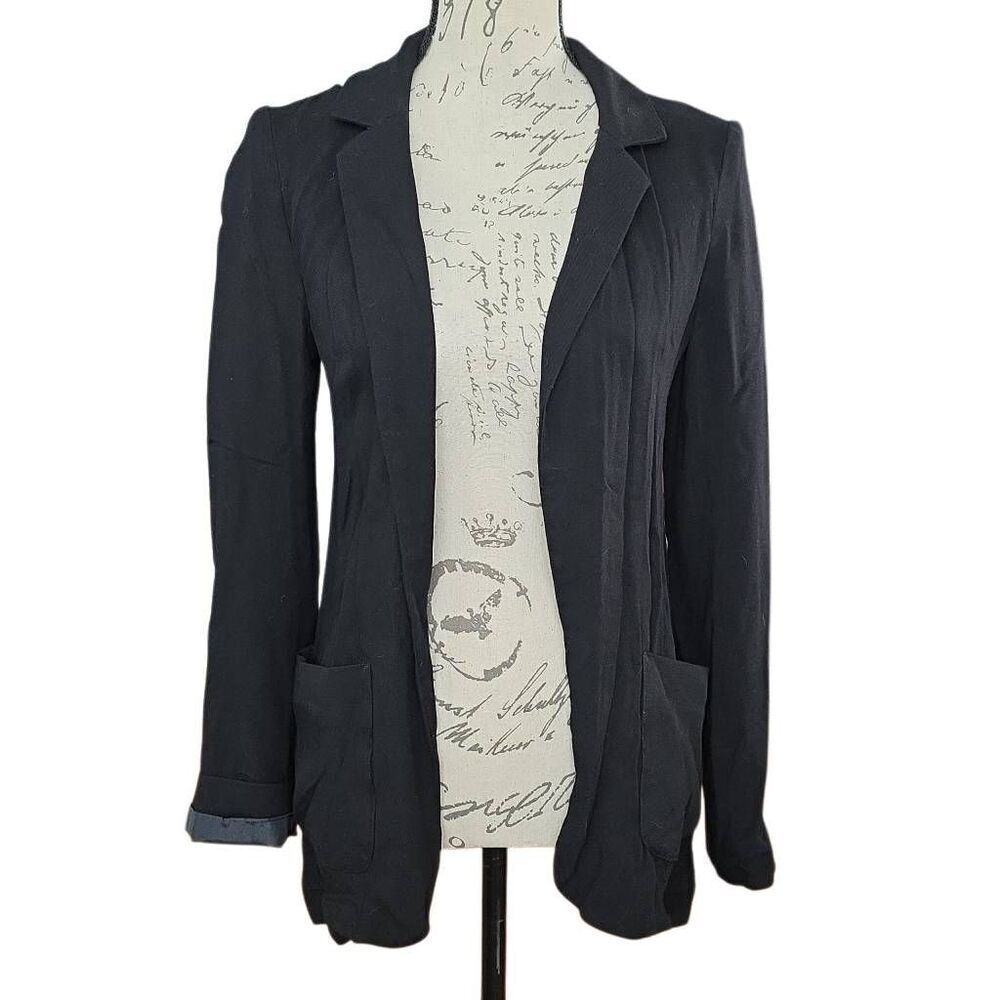 Express Women's Size XS Black Lightweight Rolled Sleeve Blazer